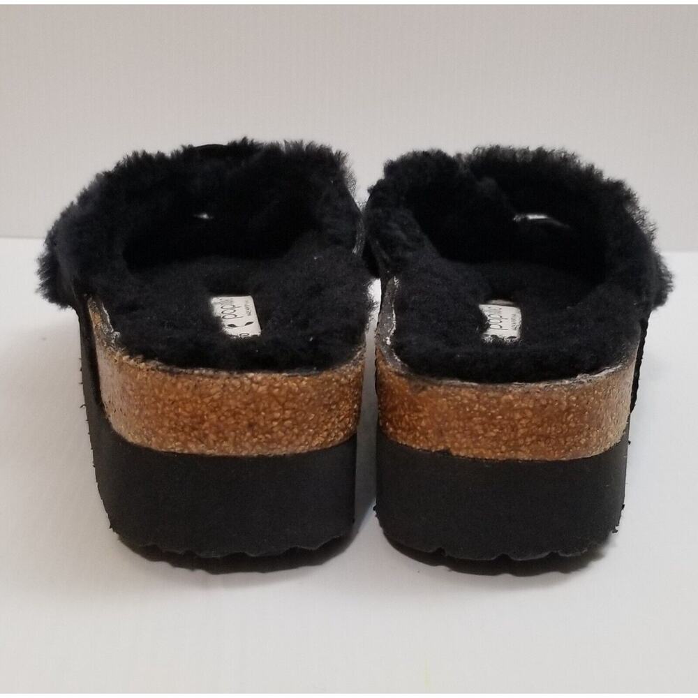 Papillio by Birkenstock Daytona Shearling Sandal Black Fuzzy Slide Sz EU 39 US 8 - Picture 8 of 13